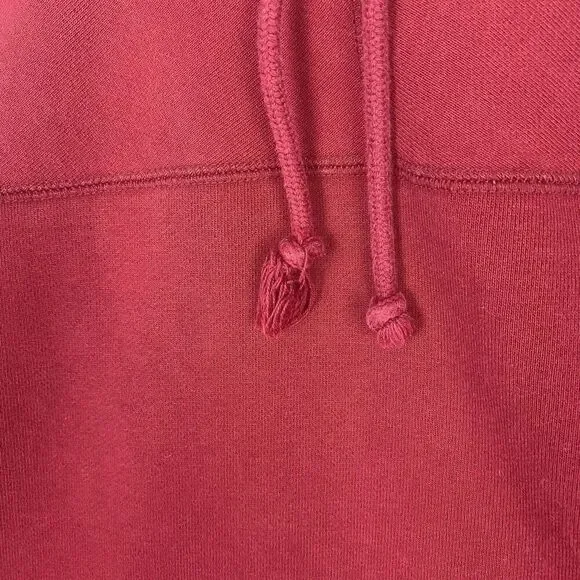 Adidas Sweater Mens Medium Burgundy Red Hoodie Logo Pullover Sweatshirt Casual - Picture 5 of 10